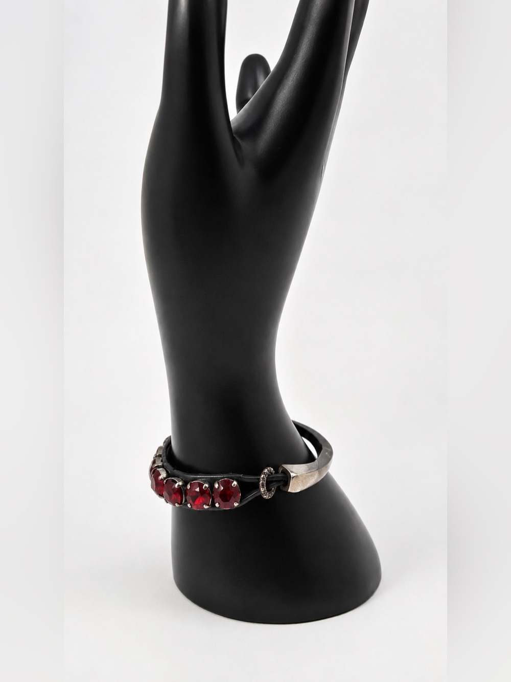 Designers Originals Red Crystal Bead Leather Wrap Bracelet